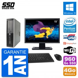 PC HP 8200 Elite SFF Ecran 19" Intel G630 RAM 4Go SSD 960Go Windows 10 Wifi