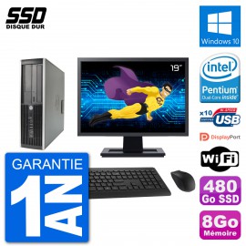 PC HP 8200 Elite SFF Ecran 19" Intel G630 RAM 8Go SSD 480Go Windows 10 Wifi