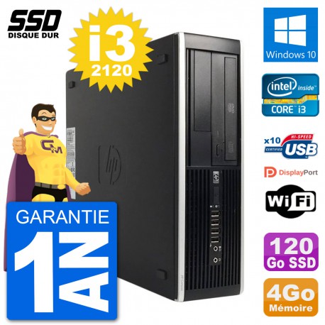 PC HP 8200 Elite SFF Intel i3-2120 RAM 4Go SSD 120Go Windows 10 Wifi