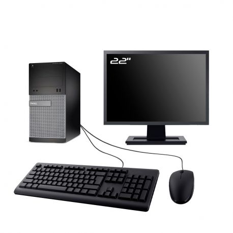 PC Dell Optiplex 3020 MT Ecran 22" Intel I3-4130 RAM 8Go SSD 1To Wifi W11