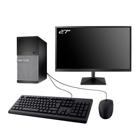 PC Dell Optiplex 3020 MT Ecran 27" Intel I3-4130 RAM 8Go SSD 1To Wifi W11