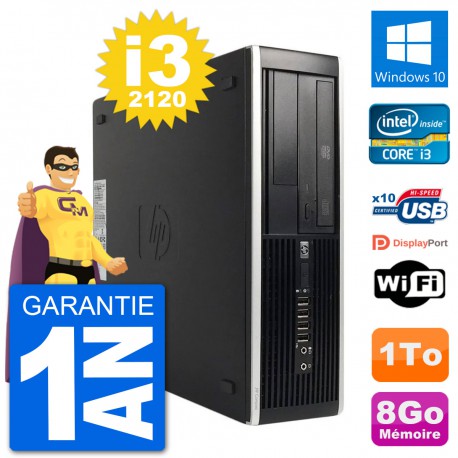 PC HP 8200 Elite SFF Intel i3-2120 RAM 8Go Disque Dur 1To Windows 10 Wifi