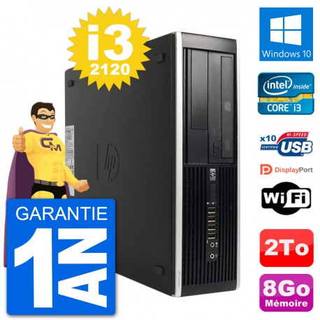 PC HP 8200 Elite SFF Intel i3-2120 RAM 8Go Disque Dur 2To Windows 10 Wifi