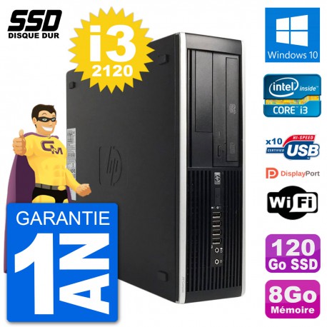 PC HP 8200 Elite SFF Intel i3-2120 RAM 8Go SSD 120Go Windows 10 Wifi