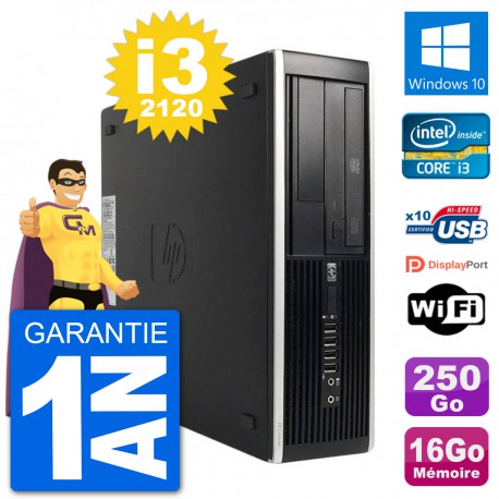 PC HP 8200 Elite SFF Intel i3-2120 RAM 16Go Disque Dur 250Go Windows 10 Wifi