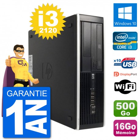 PC HP 8200 Elite SFF Intel i3-2120 RAM 16Go Disque Dur 500Go Windows 10 Wifi