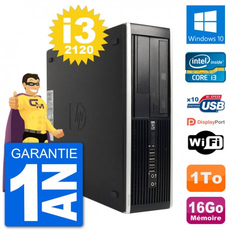 PC HP 8200 Elite SFF Intel i3-2120 RAM 16Go Disque Dur 1To Windows 10 Wifi