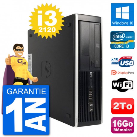 PC HP 8200 Elite SFF Intel i3-2120 RAM 16Go Disque Dur 2To Windows 10 Wifi