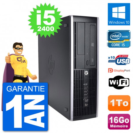 PC HP 8200 Elite SFF Intel i5-2400 RAM 16Go Disque Dur 1To Windows 10 Wifi