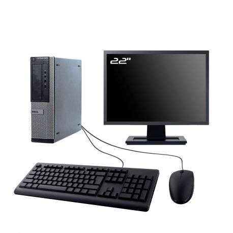 PC Dell 3010 DT Ecran 22" Intel I7-3770 RAM 16Go SSD 250Go HDMI Wifi W11