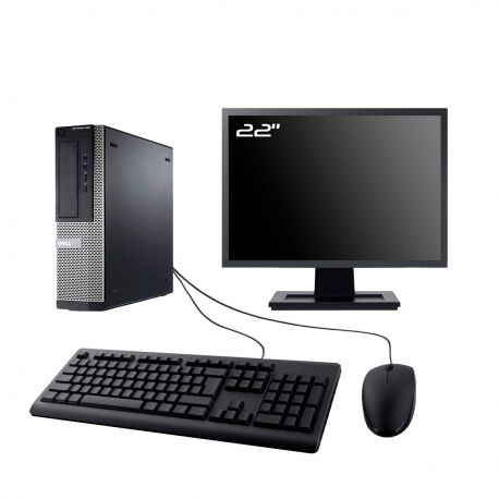 PC Dell Optiplex 390 DT Ecran 22" Intel I7-2600 RAM 8Go SSD 2To HDMI Wifi W11