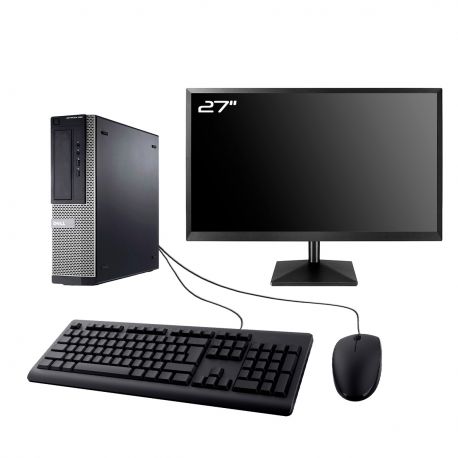 PC Dell Optiplex 390 DT Ecran 27" Intel I7-2600 RAM 8Go SSD 250Go HDMI Wifi W11