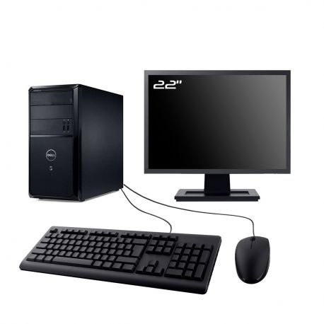 PC Dell Vostro 260 MT Ecran 22" Intel I3-2100 RAM 16Go SSD 240Go HDMI Wifi W10