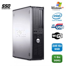 PC DELL Optiplex 760 DT Intel E5200 2,5Ghz 1Go DDR2 240Go SSD WIFI XP Pro