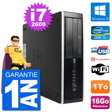 PC HP 8200 Elite SFF Intel i7-2600 RAM 16Go Disque Dur 1To Windows 10 Wifi