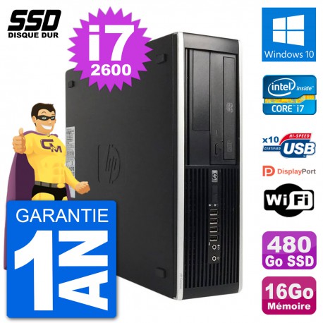 PC HP 8200 Elite SFF Intel i7-2600 RAM 16Go SSD 480Go Windows 10 Wifi