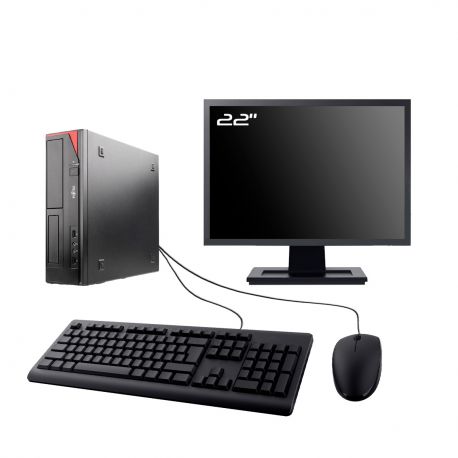 PC Fujitsu Esprimo E410 SFF Ecran 22" Intel I3-2100 RAM 8Go SSD 480Go Wifi W11