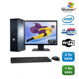 Lot PC DELL Optiplex 760 DT Intel E5200 2,5Ghz 1Go DDR2 2To WIFI XP Pro + 17"