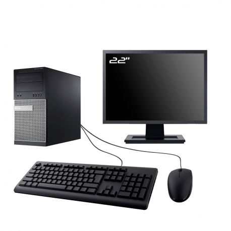 PC Dell Optiplex 9020 MT Ecran 22" Intel I5-4430 RAM 32Go SSD 1To Wifi W11