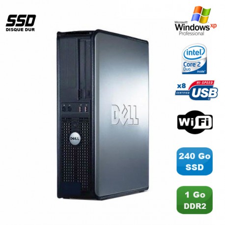 PC DELL Optiplex 760 DT Intel E8400 3Ghz 1Go DDR2 240Go SSD WIFI XP Pro