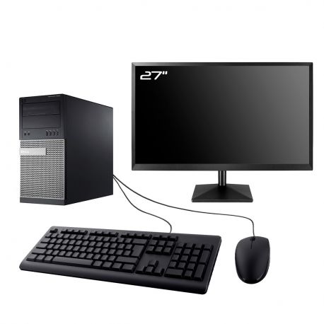 PC Dell Optiplex 9020 MT Ecran 27" Intel I3-4130 RAM 32Go SSD 250Go Wifi W11