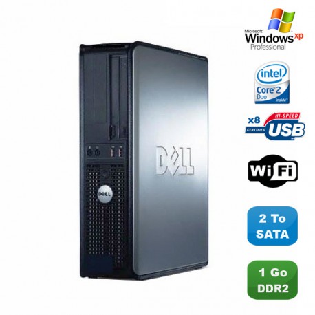 PC DELL Optiplex 760 DT Intel Core 2 Duo E8400 3Ghz 1Go DDR2 2 To WIFI XP Pro