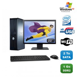 Lot PC DELL Optiplex 760 DT Intel E8400 3Ghz 1Go DDR2 2 To WIFI XP Pro + 22"