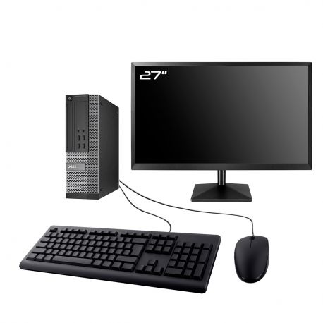 PC Dell Optiplex 7020 SFF Ecran 27" Intel I3-4130 RAM 8Go SSD 2To Wifi W11