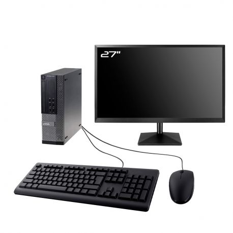 PC Dell Optiplex 7010 SFF Ecran 27" Intel I5-3470 RAM 8Go SSD 250Go Wifi W11