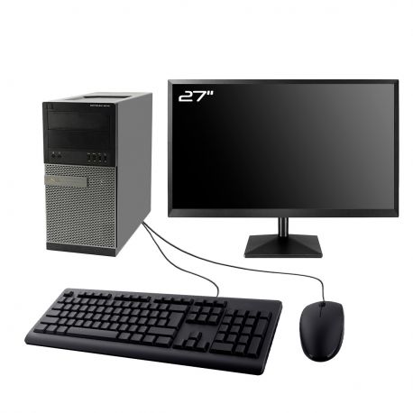 PC Dell Optiplex 7010 MT Ecran 27" Intel I5-3470 RAM 16Go SSD 2To Wifi W11