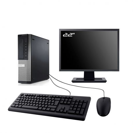 PC Dell Optiplex 7010 DT Ecran 22" Intel I5-3470 RAM 8Go SSD 1To Wifi W11