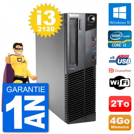PC Lenovo M92p SFF Intel i3-2120 RAM 4Go Disque Dur 2To Windows 10 Wifi