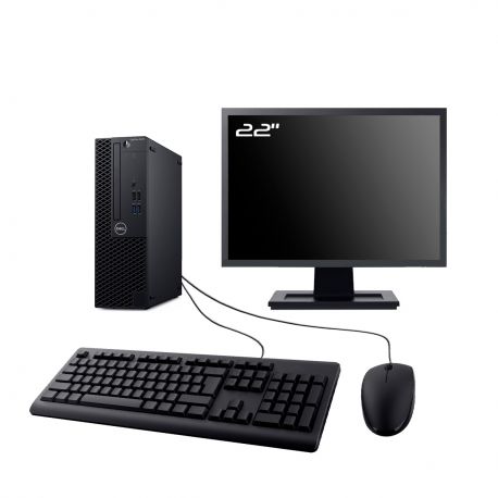 PC Dell Optiplex 3070 SFF Ecran 22" Intel I7-8700 RAM 8Go SSD 250Go HDMI Wifi W11