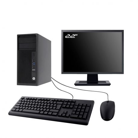 PC HP WorkStation Z240 Tour Ecran 22" Intel I7-6700 RAM 8Go SSD 250Go Wifi W11