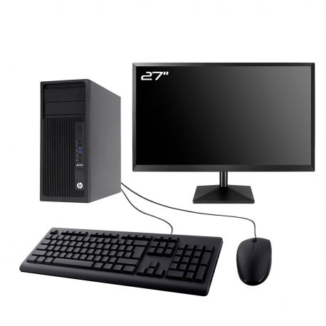 PC HP WorkStation Z240 Tour Ecran 27" Intel I7-6700 RAM 16Go SSD 2To Wifi W11