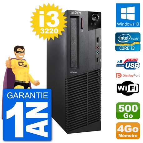 PC Lenovo M92p SFF Intel i3-3220 RAM 4Go Disque Dur 500Go Windows 10 Wifi