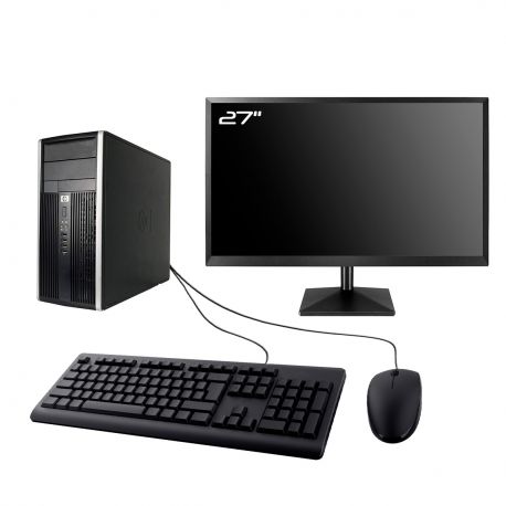 PC HP Compaq Pro 6300 CMT Ecran 27" Intel I3-3220 RAM 16Go SSD 500Go Wifi W11