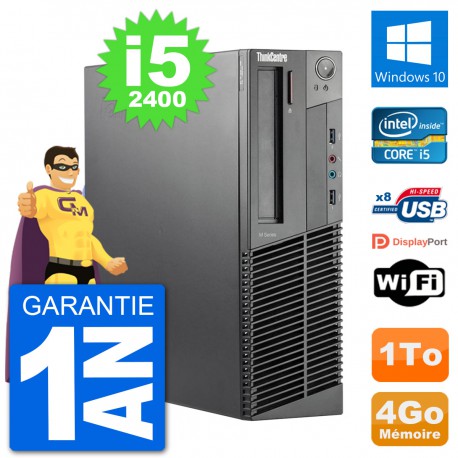 PC Lenovo M92p SFF Intel i5-2400 RAM 4Go Disque Dur 1To Windows 10 Wifi