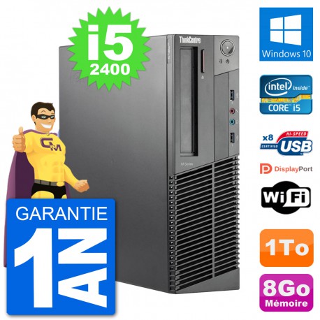 PC Lenovo M92p SFF Intel i5-2400 RAM 8Go Disque Dur 1To Windows 10 Wifi