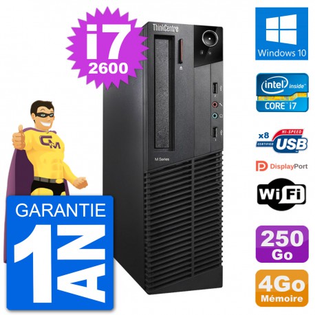 PC Lenovo M92p SFF Intel i7-2600 RAM 4Go Disque Dur 250Go Windows 10 Wifi