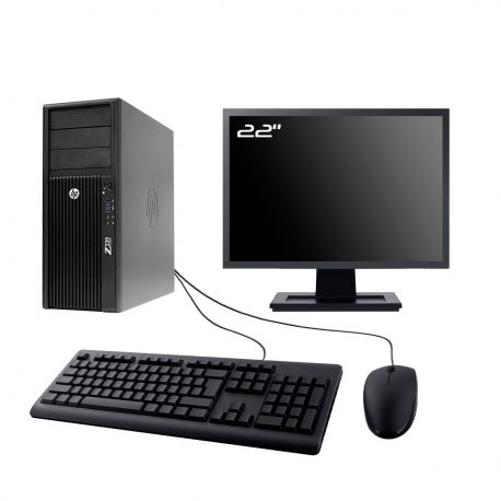 PC HP WorkStation Z220 MT Ecran 22" Intel I5-3470 RAM 8Go SSD 4To W11 Wifi