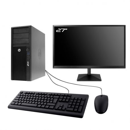 PC HP WorkStation Z220 MT Ecran 27" Intel I5-3470 RAM 8Go SSD 500Go W11 Wifi