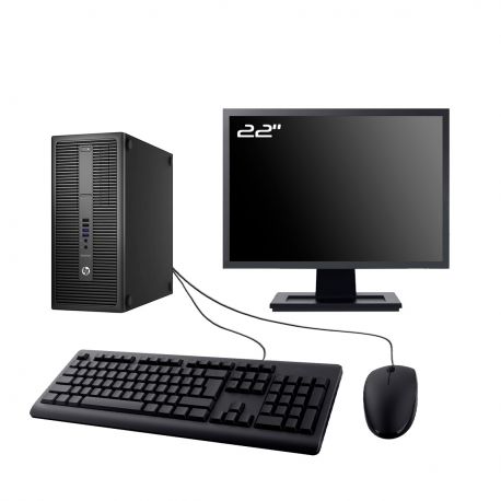 PC HP EliteDesk 800 G2 MT Ecran 22" Intel I7-6700 RAM 64Go SSD 4To Wifi W11