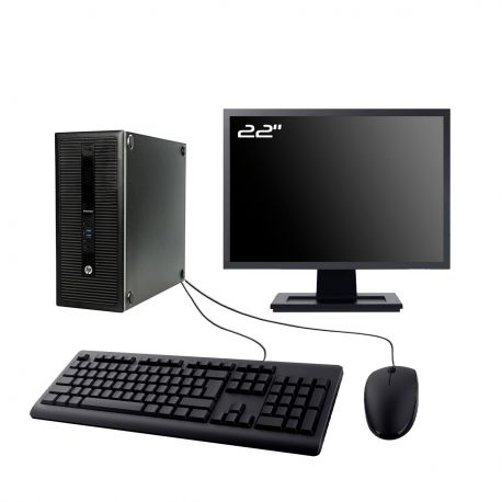 PC HP EliteDesk 800 G1 MT Ecran 22" Intel I7-4770 RAM 8Go SSD 1To Wifi W11