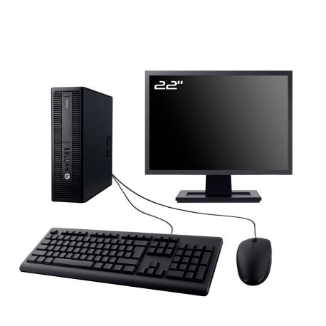 PC HP EliteDesk 705 G3 SFF Ecran 22" AMD AMD A6-8570 RAM 16Go SSD 500Go Wifi W11