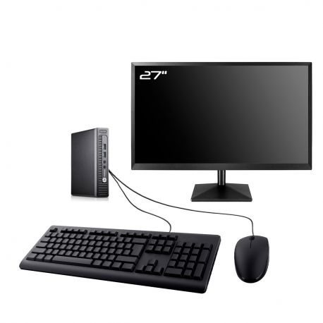PC HP EliteDesk 705 G3 Mini Ecran 27" AMD A6-8570E RAM 8Go SSD 500Go Wifi W11