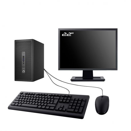 PC HP ProDesk 600 G2 MT Ecran 22" Intel G4400 RAM 32Go SSD 2To Wifi W11