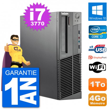 PC Lenovo M92p SFF Intel i7-3770 RAM 4Go Disque Dur 1To Windows 10 Wifi