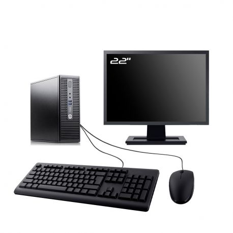PC HP ProDesk 400 G3 SFF Ecran 22" Intel I5-6500 RAM 16Go SSD 500Go Wifi W11