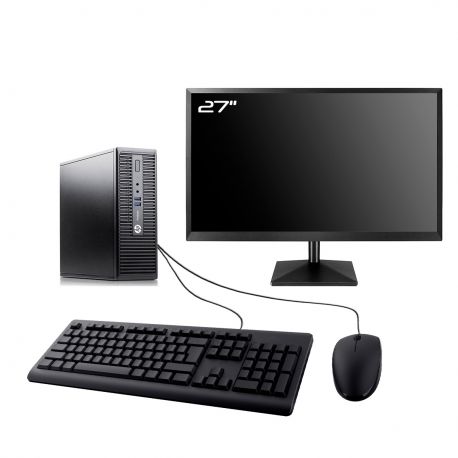 PC HP ProDesk 400 G3 SFF Ecran 27" Intel I7-6700 RAM 16Go SSD 250Go Wifi W11